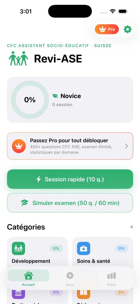Revi-ASE — aperçu de l'application iOS