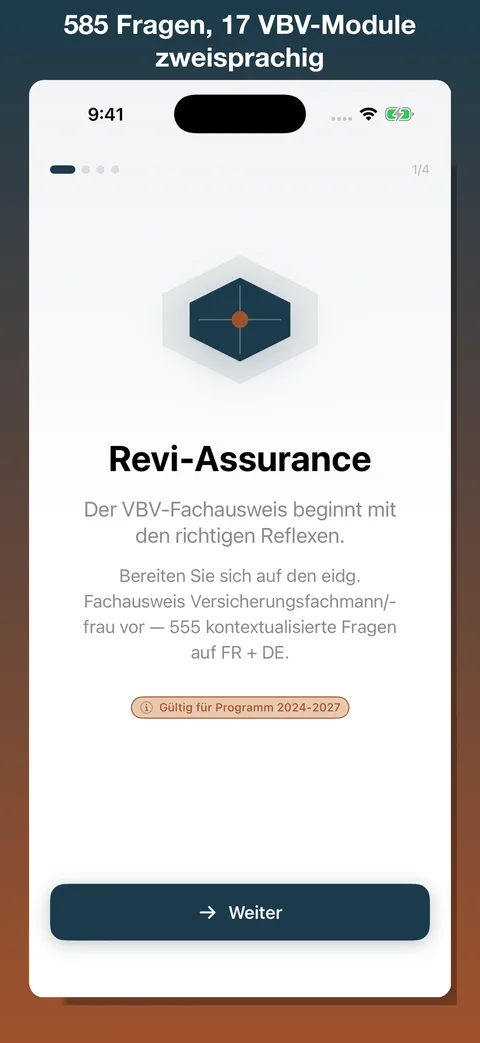 Revi-Assurance — Screenshot 1 der iOS-App