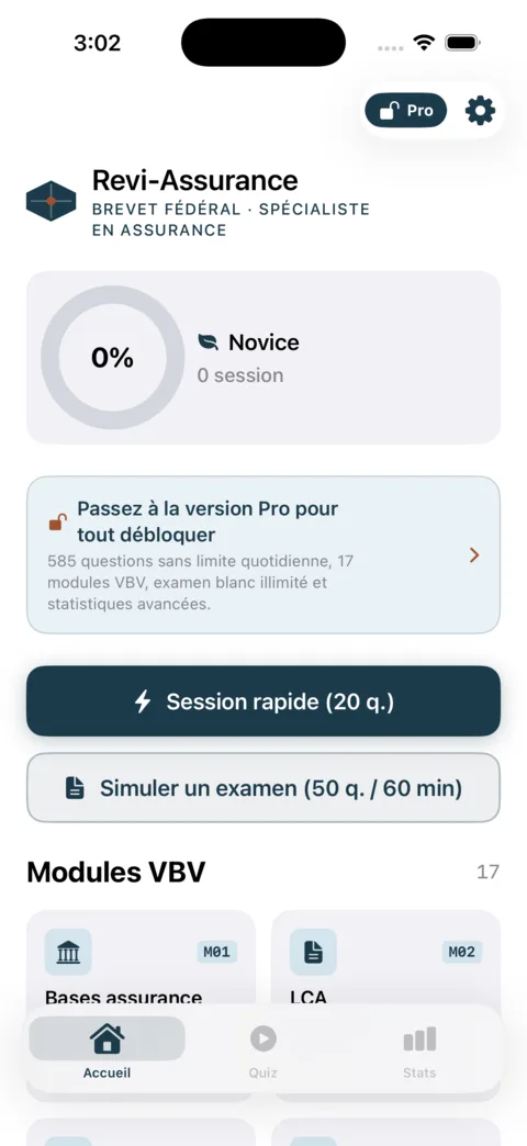 Revi-Assurance — aperçu de l'application iOS