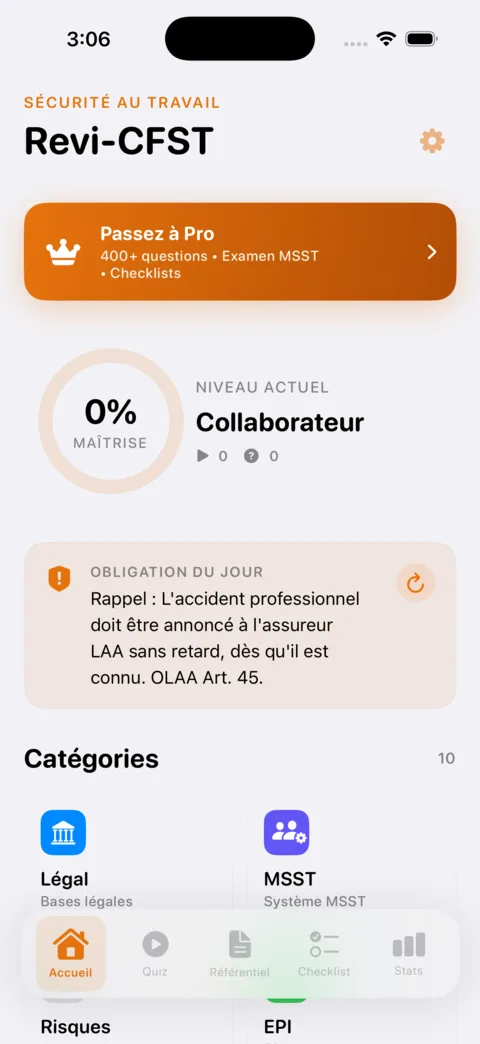 Revi-CFST — aperçu de l'application iOS