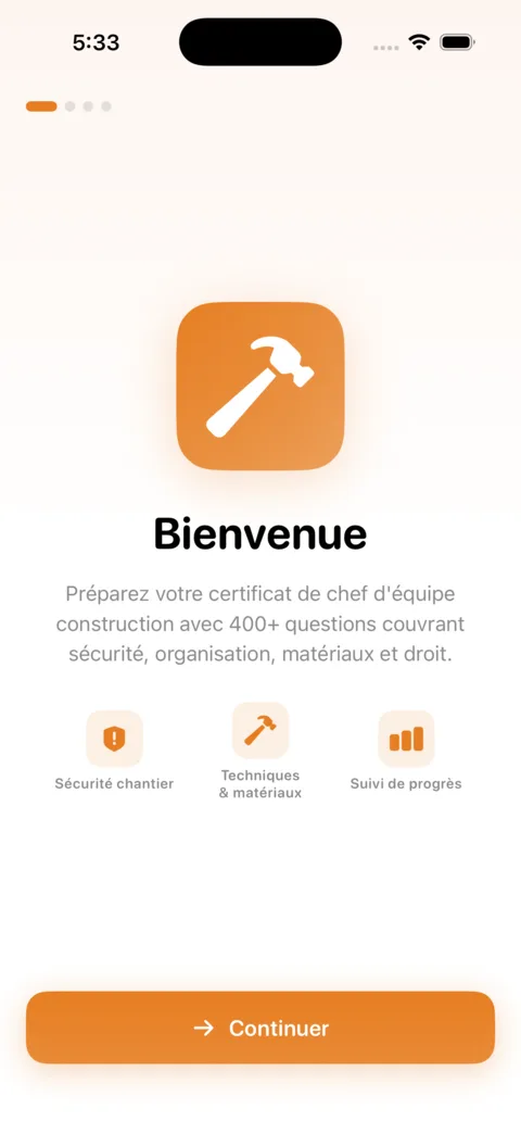 Revi-ChefEquipeChantier — Vorschau der iOS-App