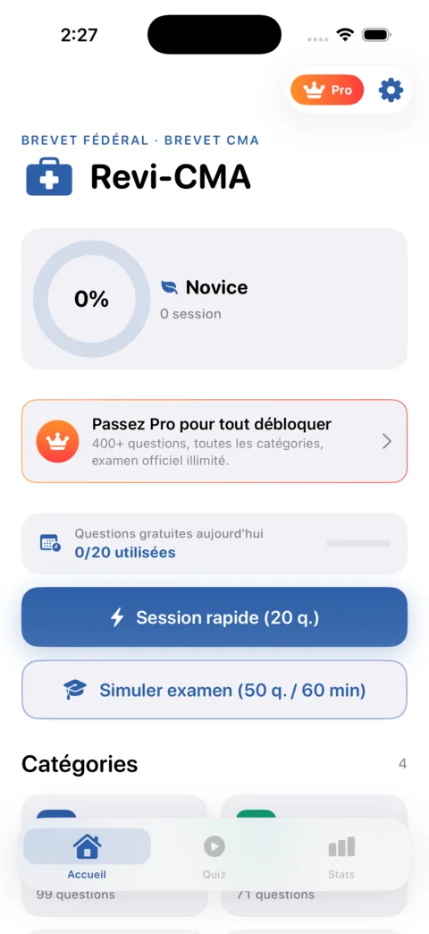Revi-CMA — aperçu de l'application iOS