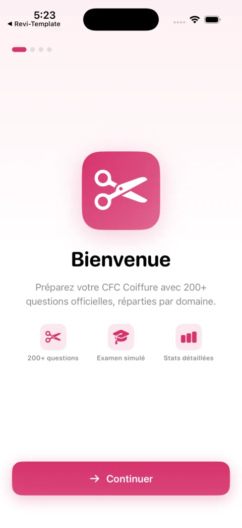 Revi-Coiffure — Vorschau der iOS-App