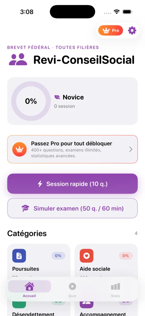 Revi-ConseilSocial — aperçu de l'application iOS