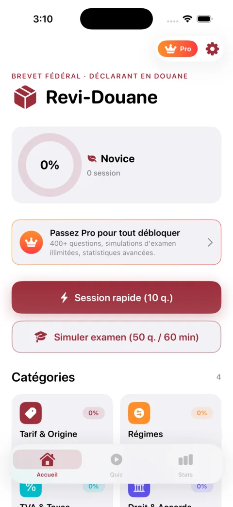 Revi-Douane — aperçu de l'application iOS