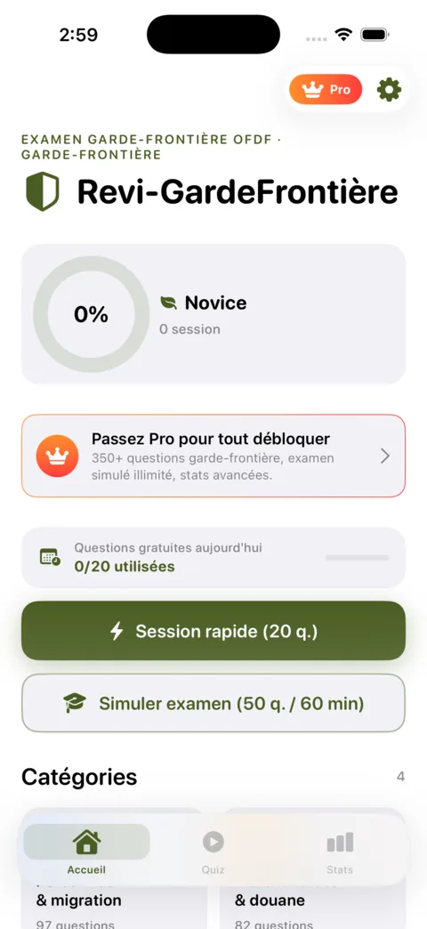 Revi-GardeFrontiere — aperçu de l'application iOS