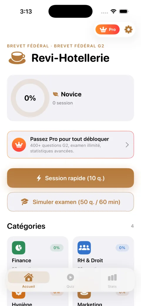 Revi-Hotellerie — aperçu de l'application iOS