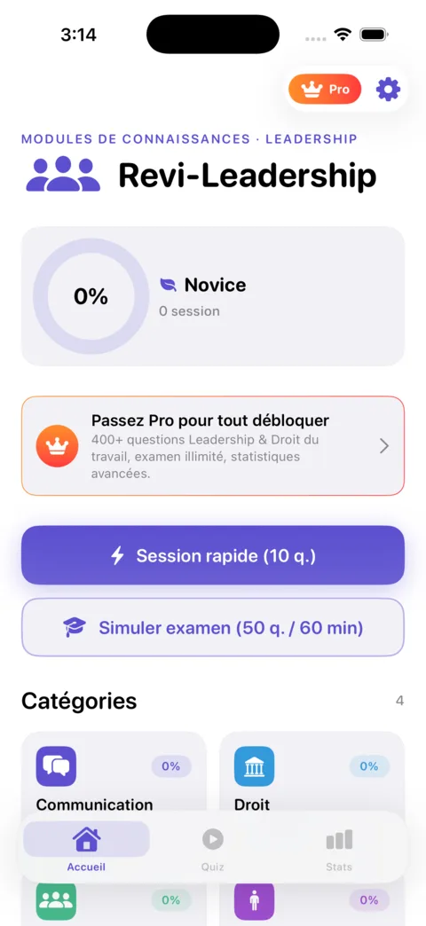 Revi-Leadership — aperçu de l'application iOS