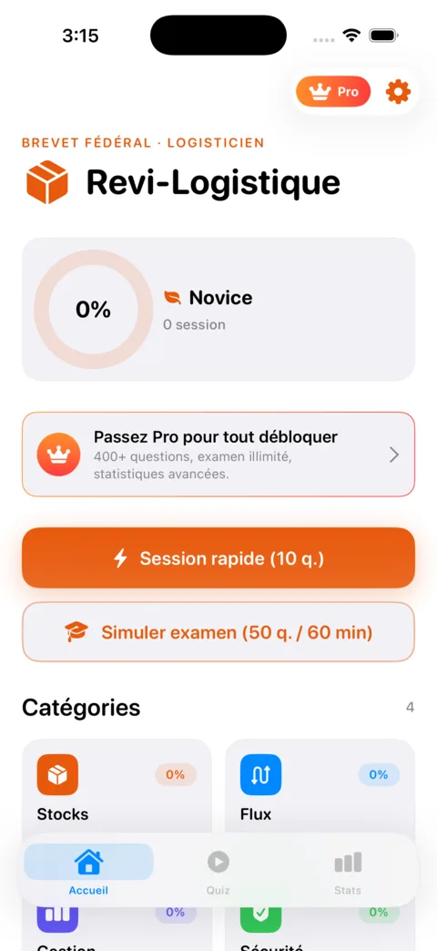 Revi-Logistique — aperçu de l'application iOS