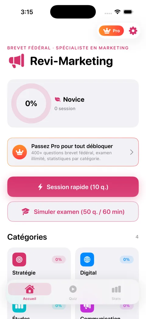 Revi-Marketing — aperçu de l'application iOS