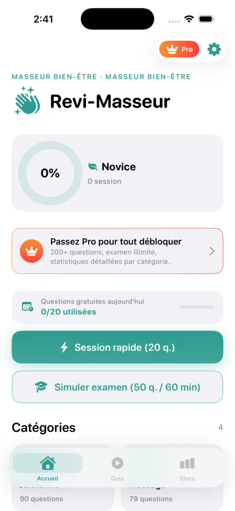 Revi-Masseur — aperçu de l'application iOS