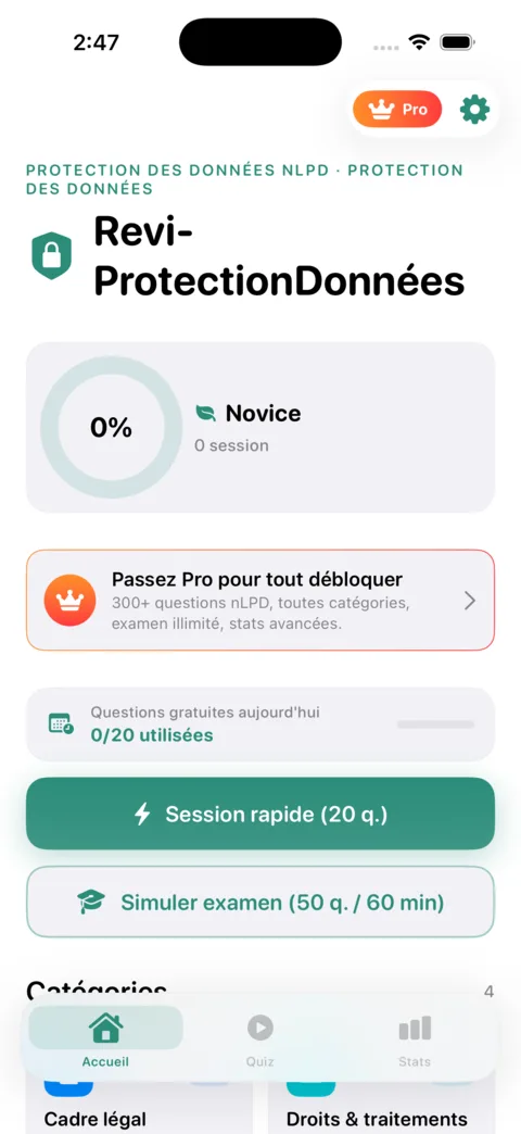 Revi-ProtectionDonnees — aperçu de l'application iOS