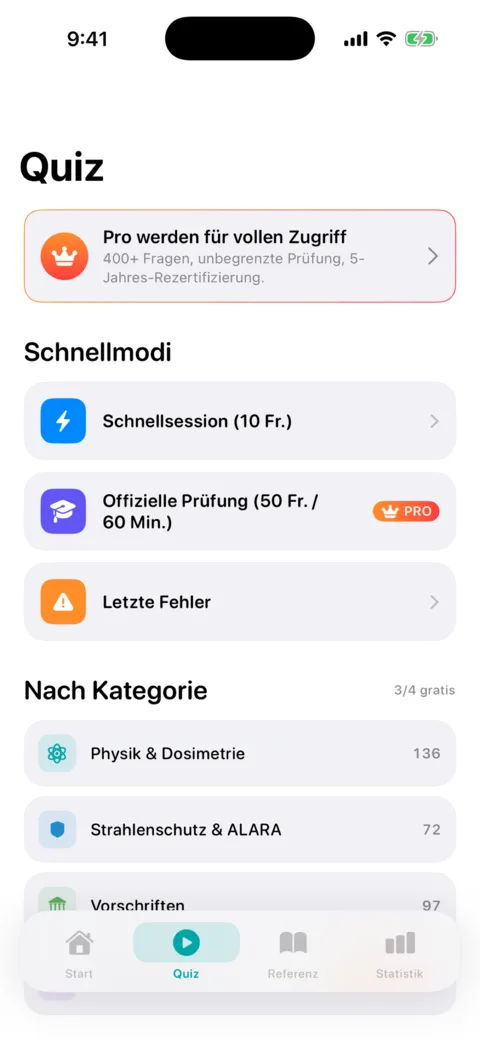 Revi-Radioprotection — Screenshot 2 der iOS-App