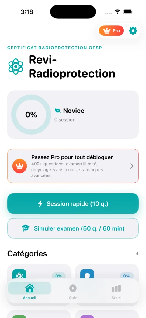 Revi-Radioprotection — aperçu de l'application iOS