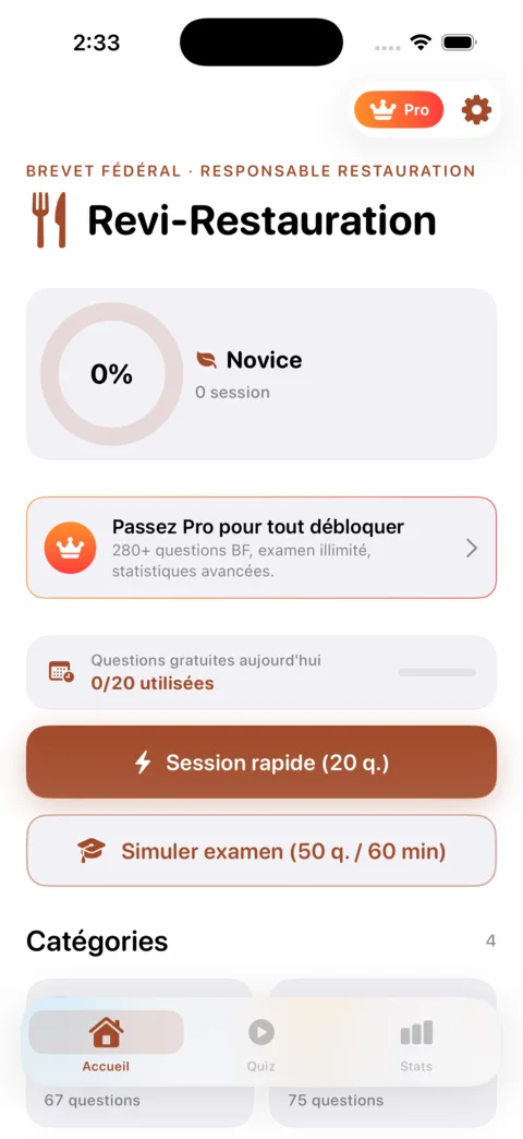 Revi-Restauration — aperçu de l'application iOS