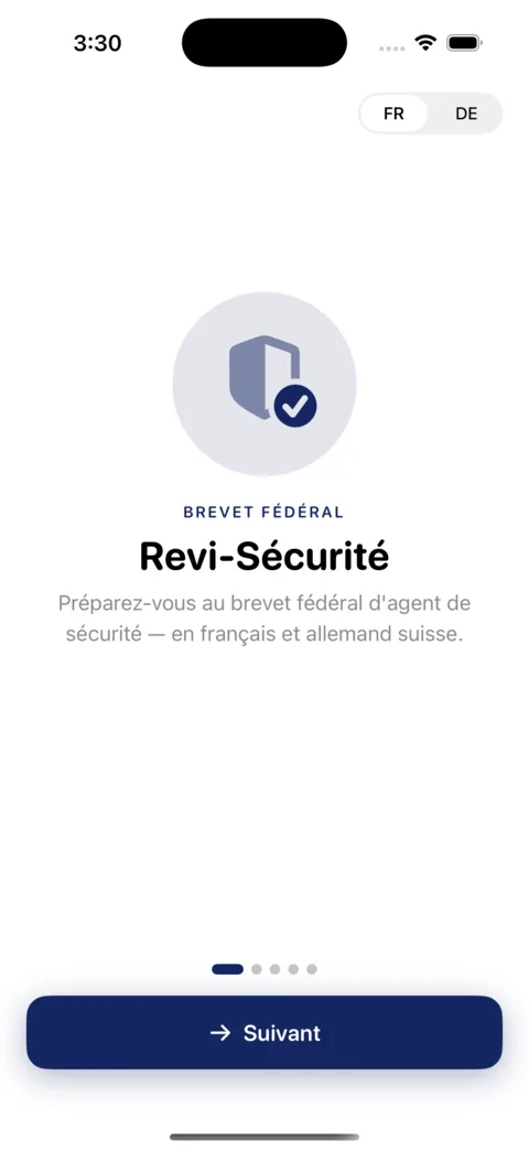 Revi-Sécurité-privée — aperçu de l'application iOS