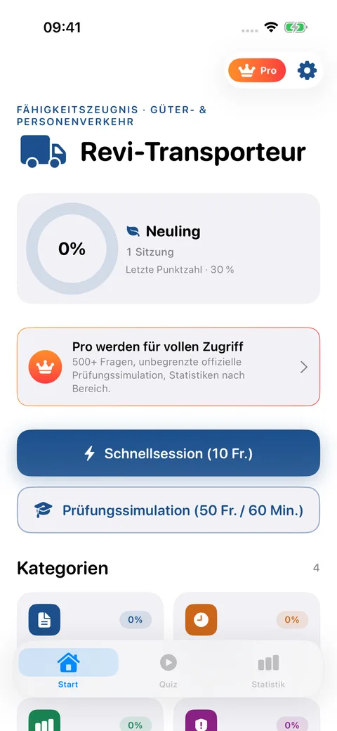 Revi-Transporteur — Vorschau der iOS-App
